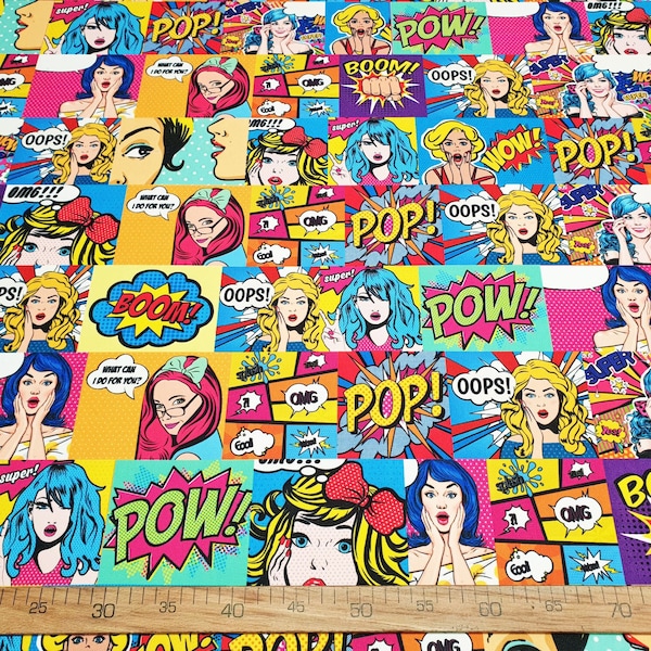 Comic Book Fabric - 6 1/2 Yards - 56" Wide | Pop Art Retro Comic Print Fabric | Perfect for Sofa, Bench, Chair Upholstery  and Drapery