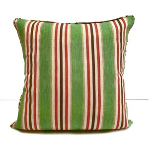 Vintage Striped Cushion Cover: Green, Brown, Maroon Pillow Case