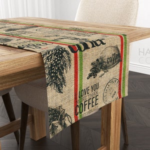 Bordlöpare med kaffesäckstryck: Vintage juteeffekt, fläckbeständig