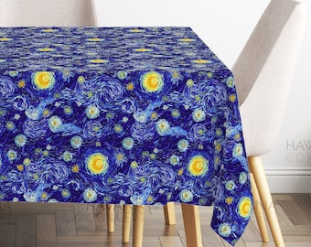 Van Gogh Starry Night Tablecloth: Impressionist Art Table Linen