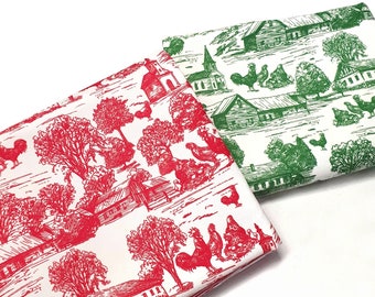 Tela Toile de Jouy roja: tela de tapicería de estilo rústico francés