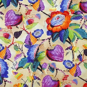 Watercolor Floral Fabric - 6 1/2 Yards - 56&quot; Wide - Bohemian Colorful Flowers Print Fabric - Suitable for Upholstery, Curtains, Pillows