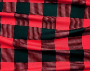 Tecido xadrez Buffalo vermelho e preto: xadrez xadrez grande, 142 cm de largura, decoração para casa