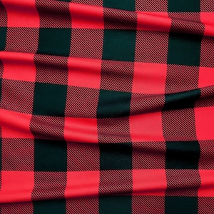 Large Gingham Check Fabric. 2,7" Red and Black Checks, 56" Wide. Black Red Buffalo Check, Home Decor, Chair Upholstery Fabric by the Yard