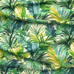 Green Tropical Palm Leaves Fabric Botanical Green Yellow - Etsy