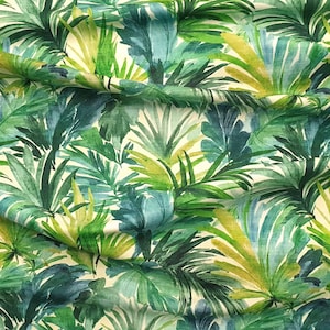 Tropical Palm Leaf Fabric: Green Botanical Upholstery Fabric