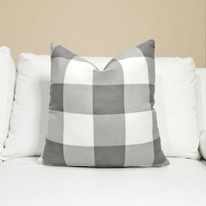 Gray and White Gingham Pillow Cover: Buffalo Plaid Throw Pillow