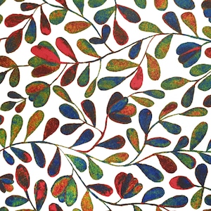 Boho Autumn Leaf Fabric: Multicolor Upholstery Fabric by the Yard