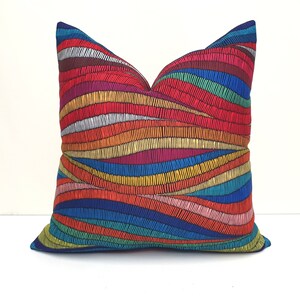 Geometric Waves Pillow Cover: Motley Abstract Cushion