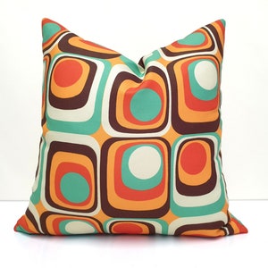 Orange Geometric Pillow Cover: 1970s Retro Home Decor