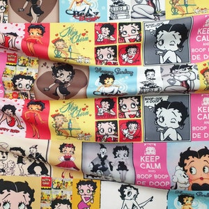 Betty Boop Fabric, 1930s Retro Vintage Comic Cartoon Figure, Betty Boop Squares Upholstery Fabric by the Yard, Betty Boop Chair Fabric