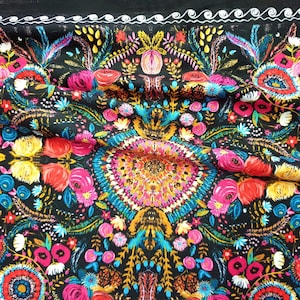 Uzbek Suzani Fabric: Bohemian Floral Print, Home Decor Fabric
