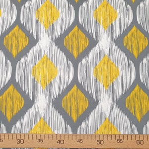 Yellow Grey Ikat Upholstery Fabric: Boho Home Decor, Curtains, Pillows