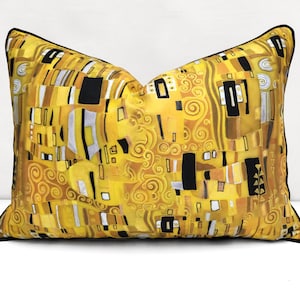 Gustav Klimt De Kus Kussensloop - Abstract Art Nouveau Kussen, Rechthoekige Piped Pillow Cover, Art Print Kussen