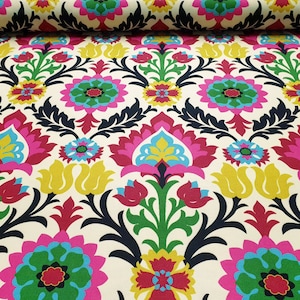 Tessuto Santa Maria Desert Flower - Tessuto con stampa floreale verde fucsia per l'arredamento della casa, grazioso tessuto per tappezzeria floreale per sedie tagliato su misura