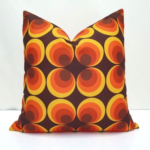 Retro 70s Pillow Cover: Brown, Orange, and Yellow Mid-Century Modern Throw Pillow