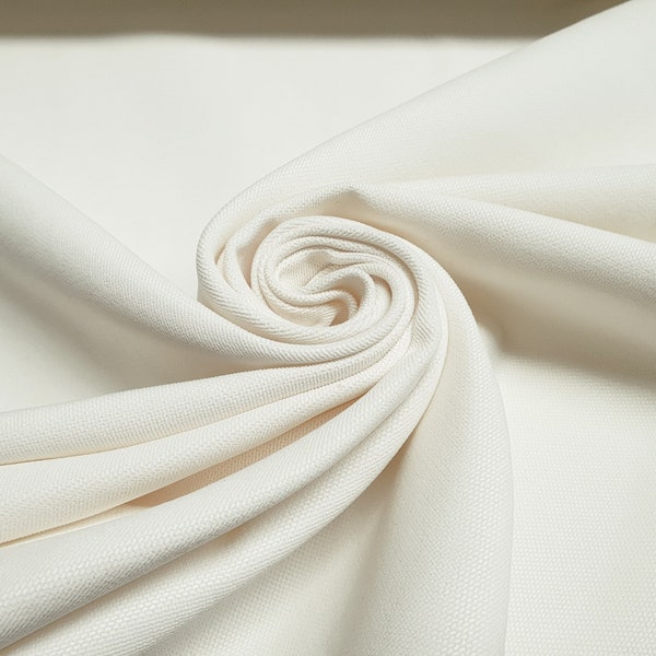 Ivory Fabric by the Yard - 55" Wide, Mid-Thick, Soft Microfibre Cream Color Solid Fabric for Chair Upholstery, Plain Color Home Decor Fabric