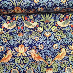 Tessuto per tappezzeria William Morris tagliato su misura - Tessuto stampato Strawberry Thief, Tessuto stampato William Morris Art, Tessuto William Morris Birds
