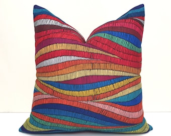 Geometric Waves Pillow Cover: Motley Abstract Cushion