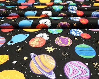 Tela Galaxy Planets: Estampado Cosmos Nebula, Tapicería y Cortinas