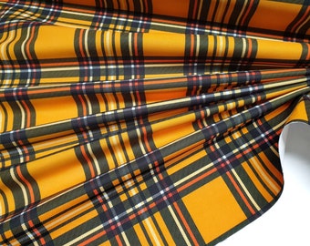 Orange Plaid Upholstery Fabric: Tartan Print, Home Decor Fabric