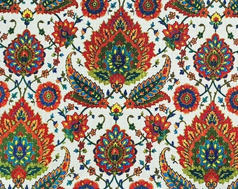 Turkish Floral Upholstery Fabric: Ethnic Ottoman Print, Authentic