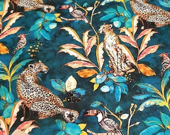 Cheetah and Leopard Fabric - Big Cats in Jungle Print Home Decor, Chair Upholstery Fabric, Drapery Fabric, Home Decor Fabric By the Yard