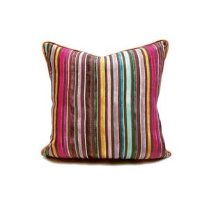 Vintage Striped Throw Pillow Cover: Rainbow Piped Cushion
