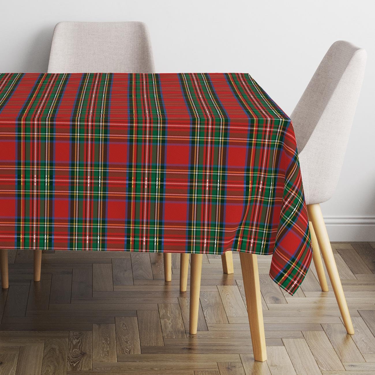 Red Royal Stewart Plaid Tablecloth: Holiday Christmas Dining