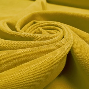 Mustard Yellow Fabric - 55&quot; Wide, Microfibre Solid Fabric in Mustard Color Upholstery Fabric for Chair Upholstery, Yellow Home Decor Fabric