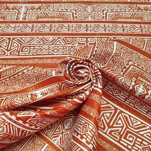 Terracotta Azteken-Stoff: Boho-Möbelstoff Meterware