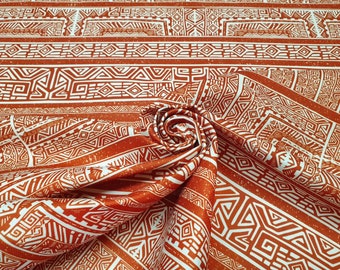 Terracotta Aztec Fabric: Boho Upholstery Fabric by the Yard