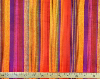 Vintage Orange Striped Upholstery Fabric - Retro Home Decor Print by the Yard