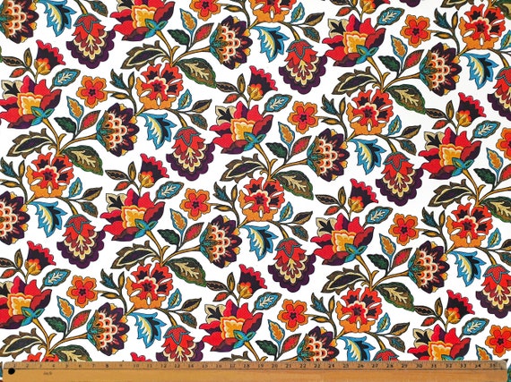 Polish Folk Art Fabric: Floral Print Upholstery & Drapery, 56" Wide