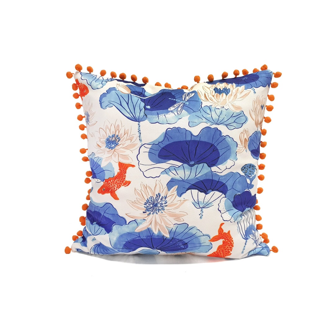 Koi Fish Pillow Cover Decorative Japanese Traditional Art Print Pillow
