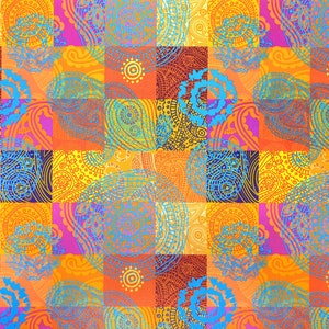 Paisley Mandala Fabric: Boho Upholstery, Drapery, Orange Hindu Wall Art