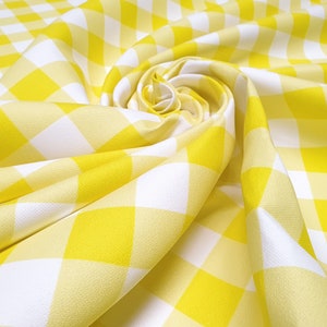Yellow Gingham Fabric: Plaid Check Print, Home Decor Fabric