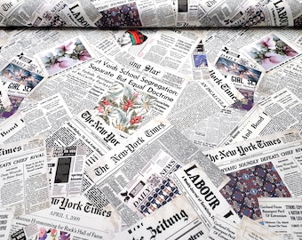 Newspaper Print Fabric: Black & White Text Upholstery