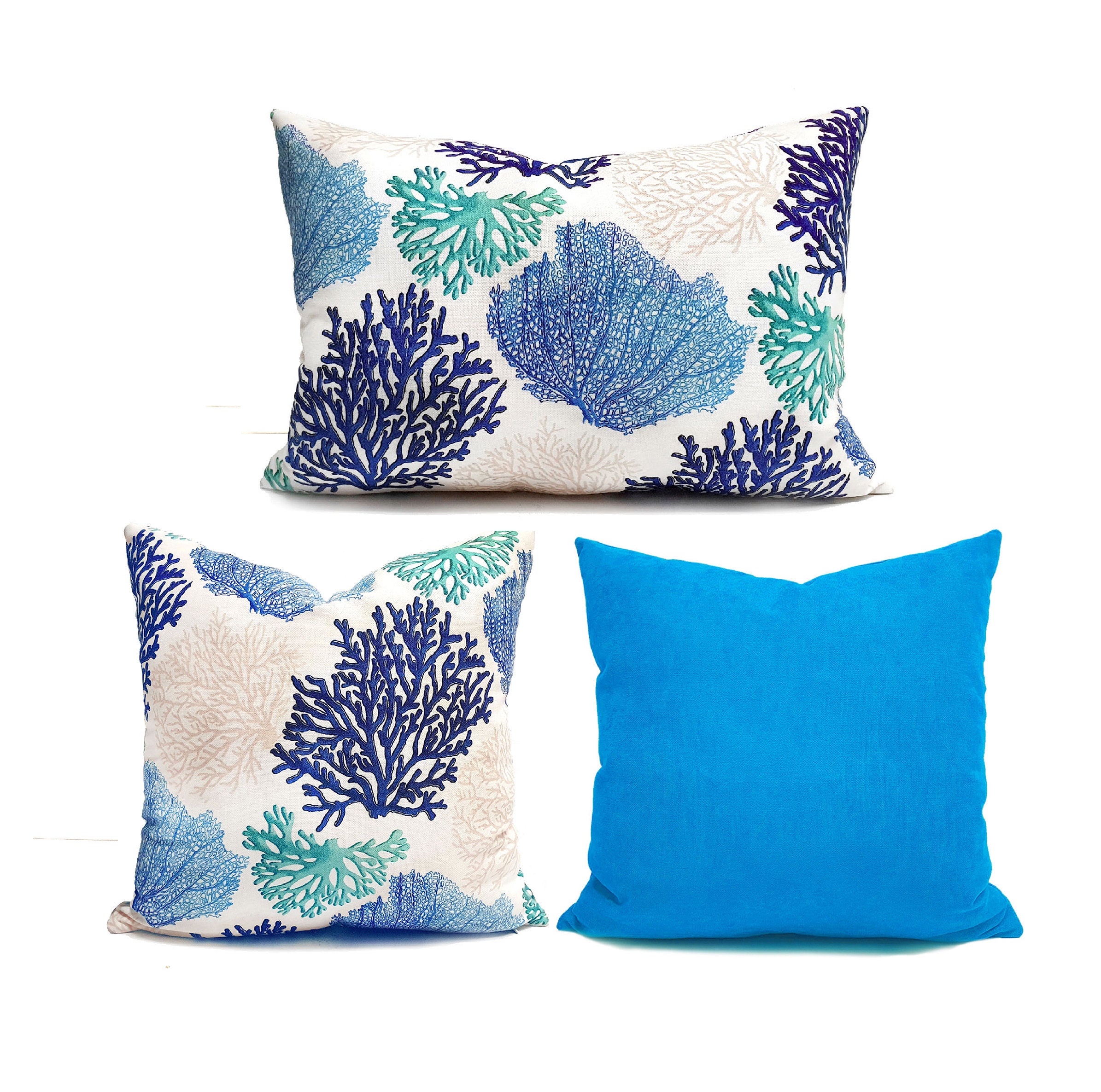Blue coral pillow deals