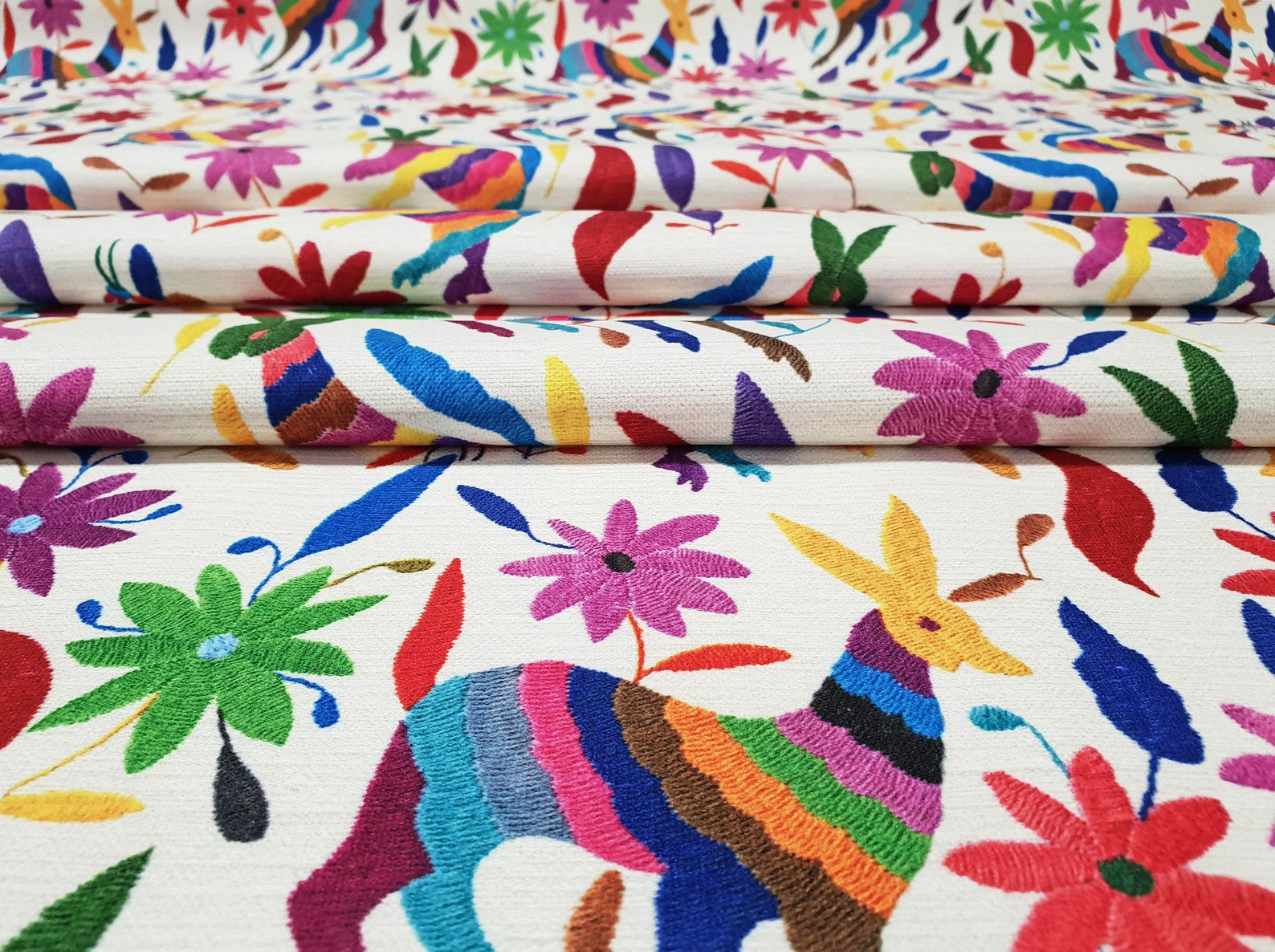 Mexican Otomi Print Upholstery Fabric by the Yard Mexican Etsy