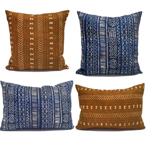 Bohemian Mudcloth Pillow Covers - African Mudcloth Inspired Pillow, Authentic African Inspired, Digital Print Modern Minimalist Pillow Cases