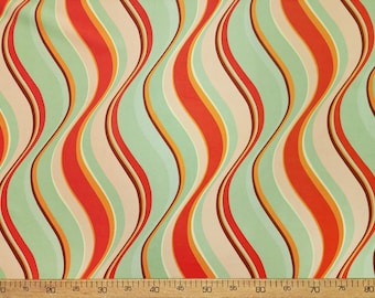 Retro Wavy Stripe Fabric: Mid Century Modern Upholstery