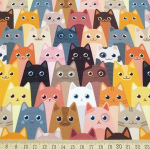 Packed Cats Fabric: Multi-Color Print for Kids Room Decor