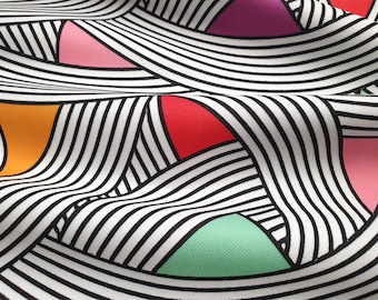 Scandinavian Geometric Fabric: Retro Curve Art Print