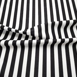 Black and White Stripe Fabric: 0.8&quot; Stripes, 56&quot; Wide Upholstery Fabric