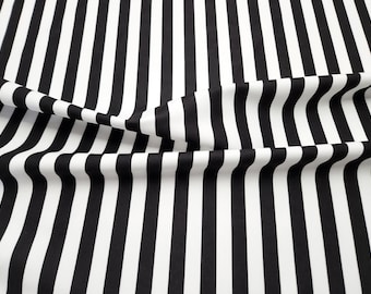 Black and White Stripe Fabric: 0.8" Stripes, 56" Wide Upholstery Fabric