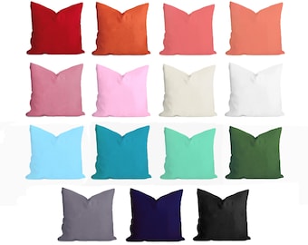 Solid Color Pillow Cover: Plain Dyed Microfiber Cushion, Various Sizes