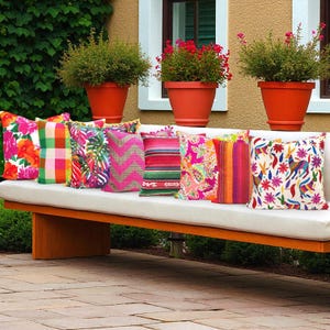 Bohemian Pillow Cover: Fuchsia Pink, Otomi, Kilim, Paisley