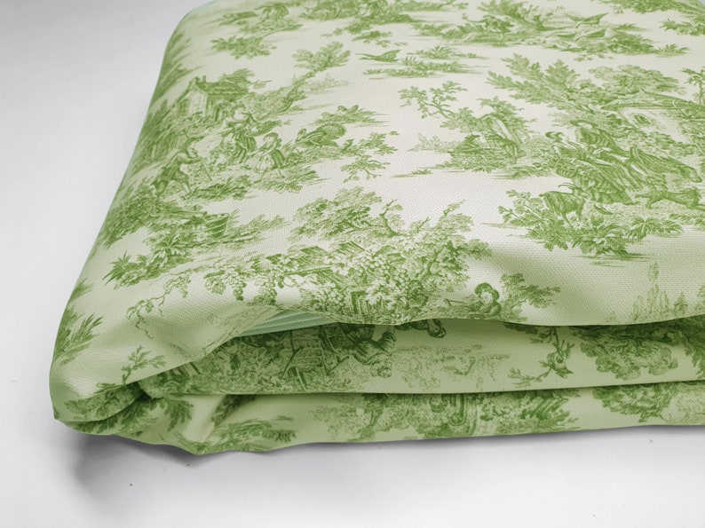Grönt Toile de Jouy-tyg: Retro fransk bondgårdsklädsel på gården bild 6