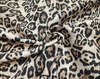 Leopard Print Upholstery Fabric: Gold Beige Gray Animal Pattern, 55" Wide